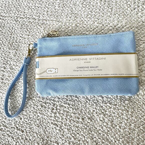 Adrienne Vittadini Studio Baby Blue Wristlet Mini Traveling Bag 8.5in x 5.5in - Picture 15 of 16